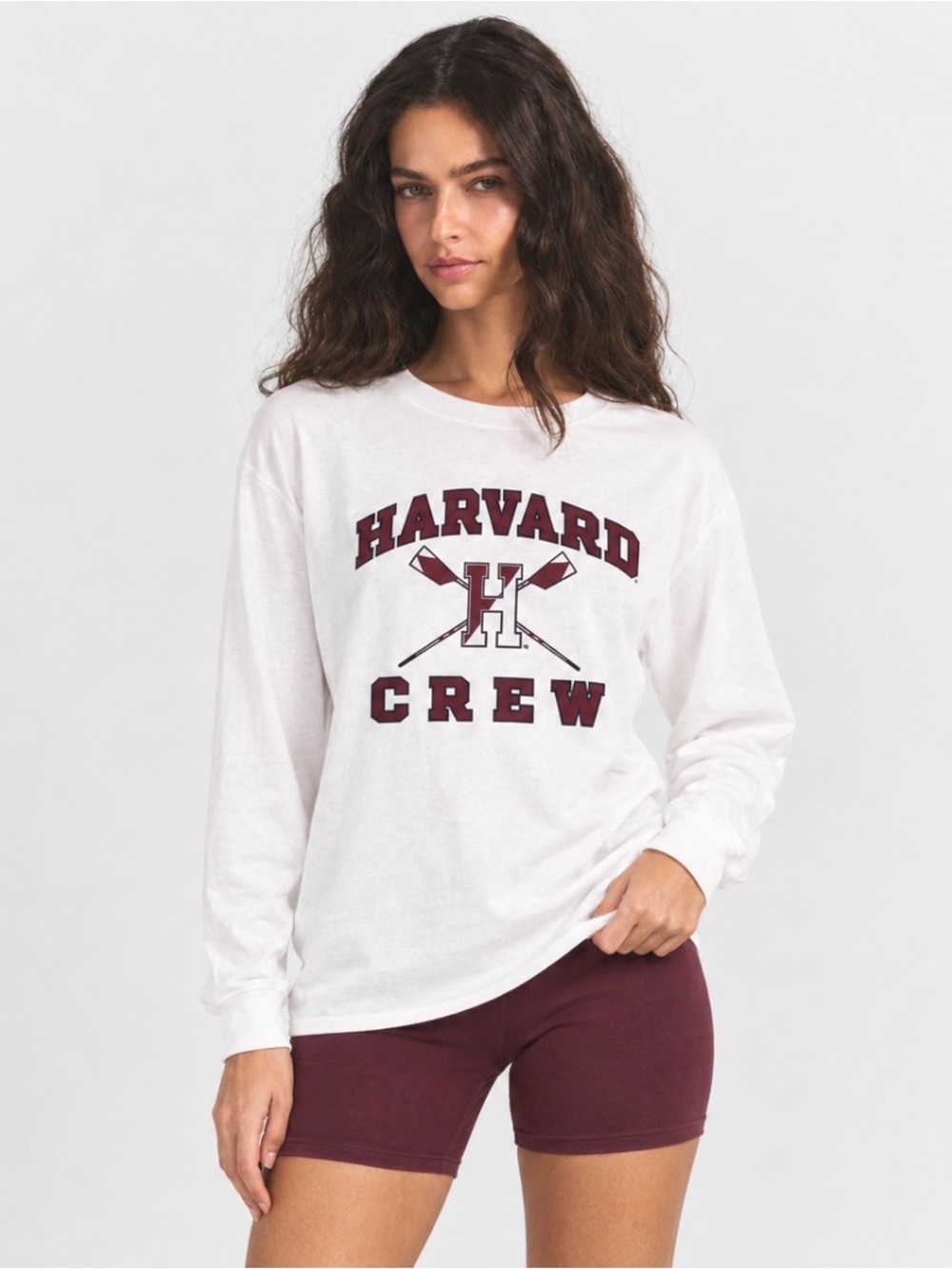Champion Harvard Crew White Graphic Long-Sleeve Tee